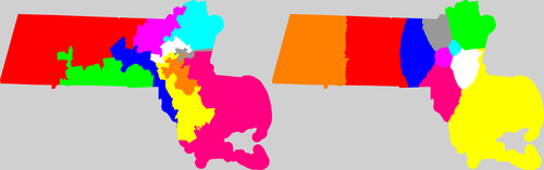 Massachusetts current and proposed districting