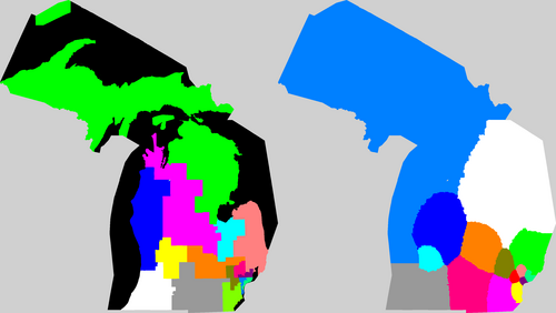 MI current and proposed districting