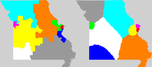 Missouri current and proposed districting