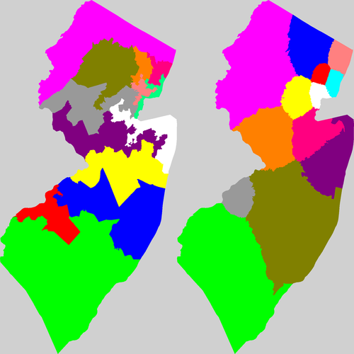 New Jersey current and proposed districting
