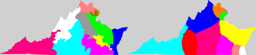Verginia current and proposed districting