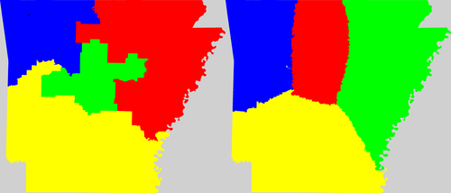 Arkansas congressional district map, current and my way