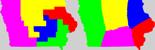 Iowa congressional district map, current and my way
