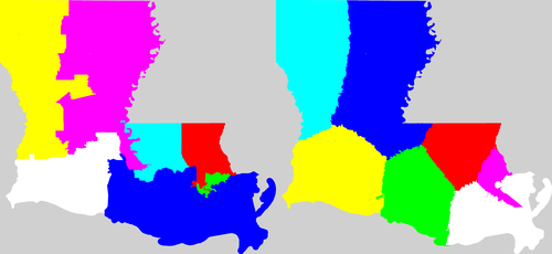 Louisiana congressional district map, current and my way
