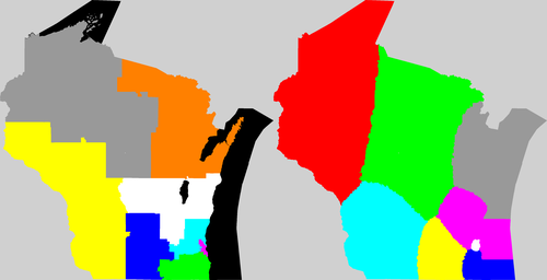 Wisconsin congressional district map, current and my way