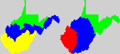 West Virginia congressional district map, current and my way